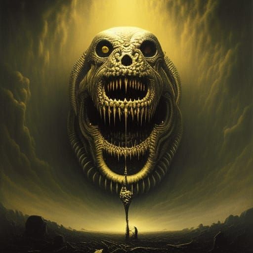 Surreal Portrait: Venomous Words in Zombiecore Style