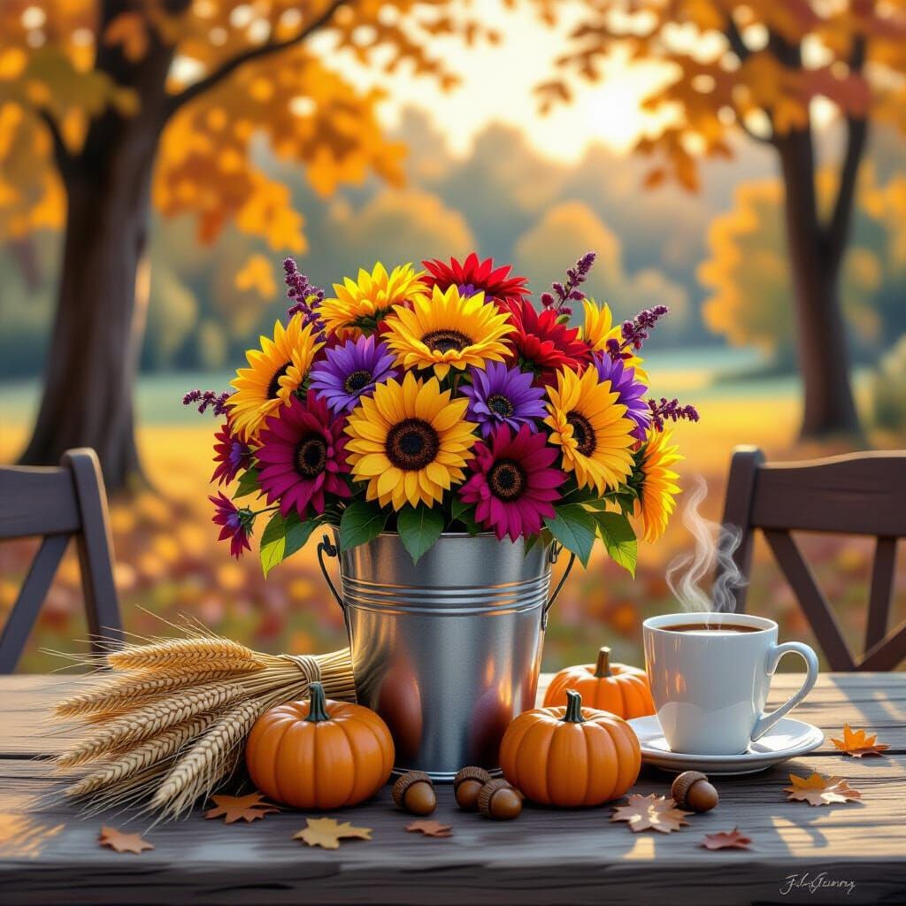 Autumnal Still Life with Flowers by James Gurney