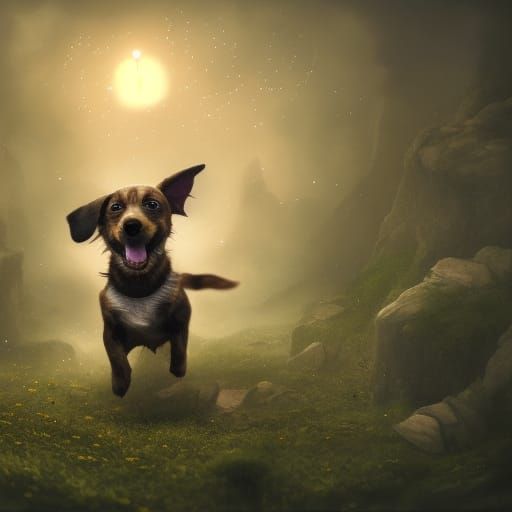 Adorable Brown Dog Headshot in Detailed Digital Painting