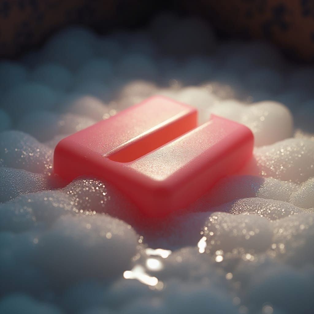 Gritty Photorealistic Pink Soap Bar with Embossed Text
