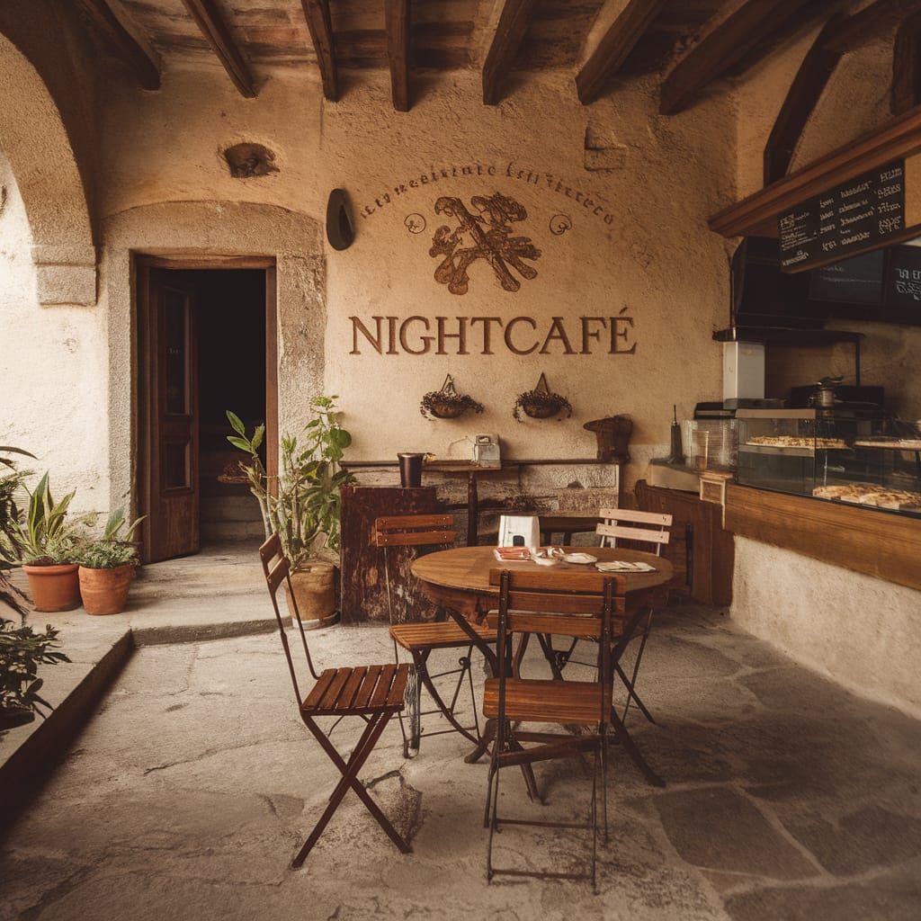Medieval NightCafe in Rural Landscape