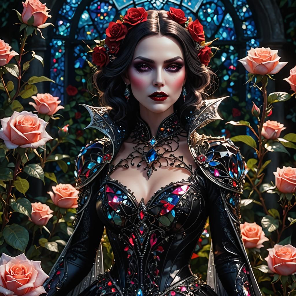 Glass Vampire in Enchanted Rose Garden