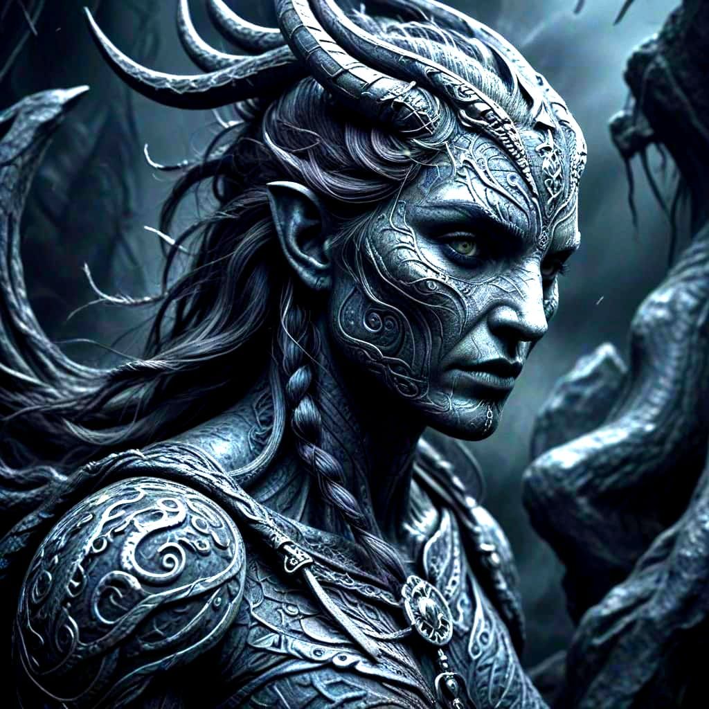 Midgard Serpent Enclosing the World: Charcoal Drawing