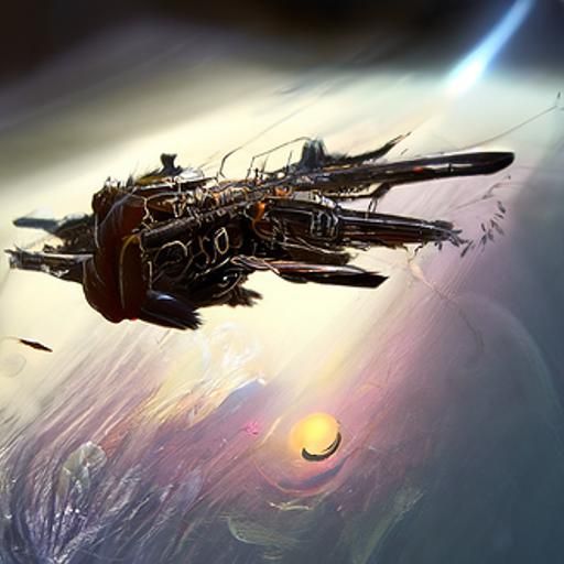 Shadowy Spacecraft in Orbit: Hyperrealistic Digital Art