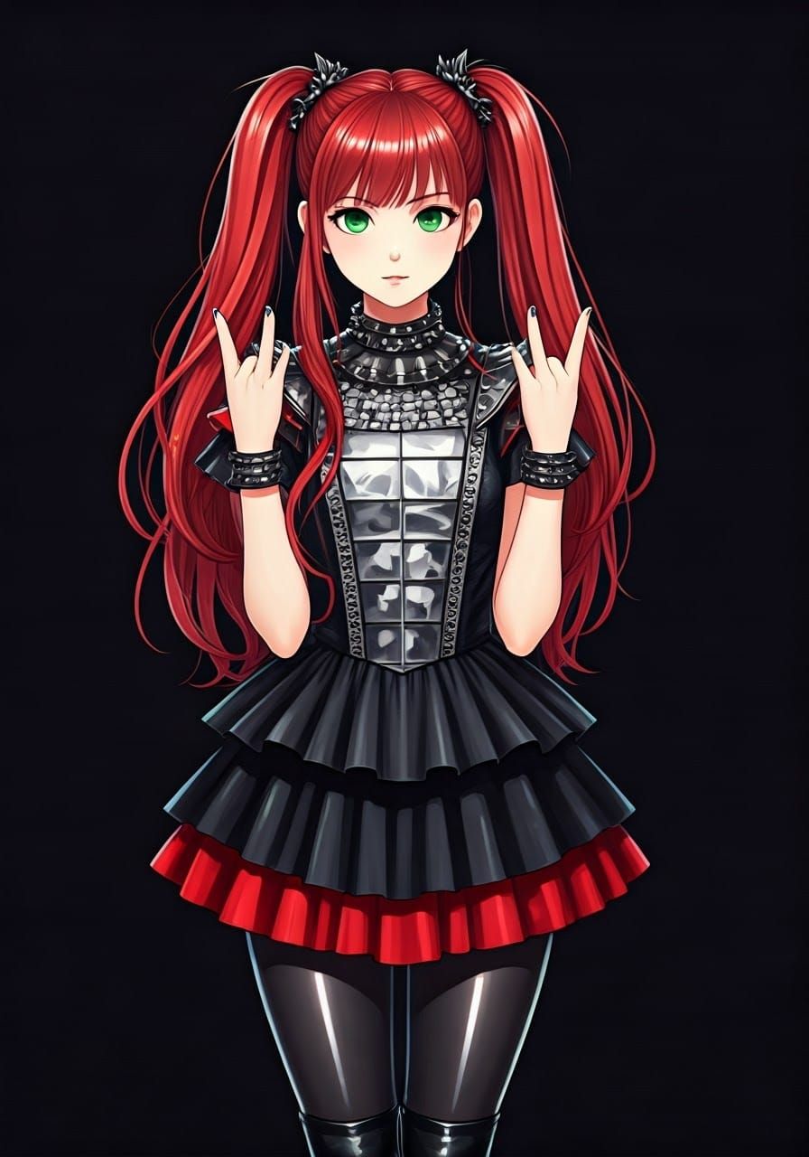 Edgy Anime Girl in Gothic Lolita Style