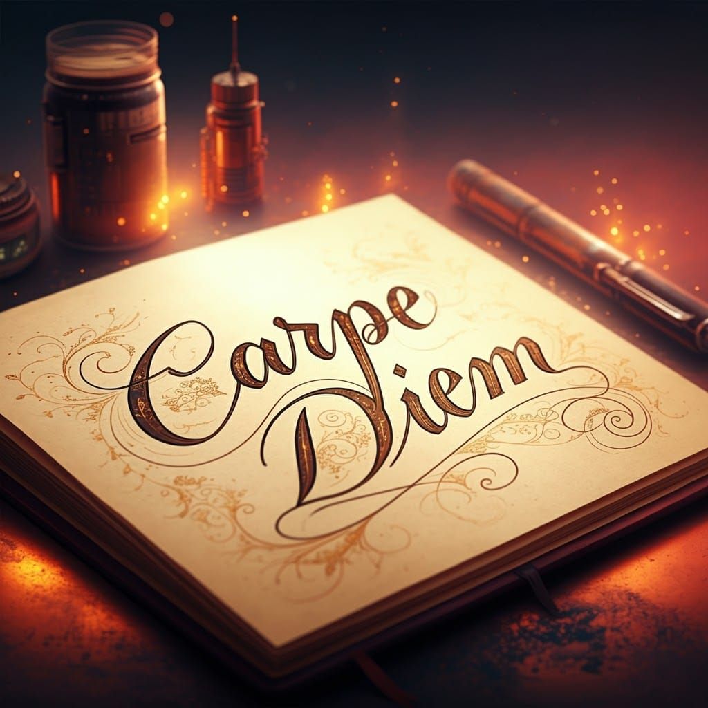 Elegant Calligraphy of Carpe Diem on Parchment