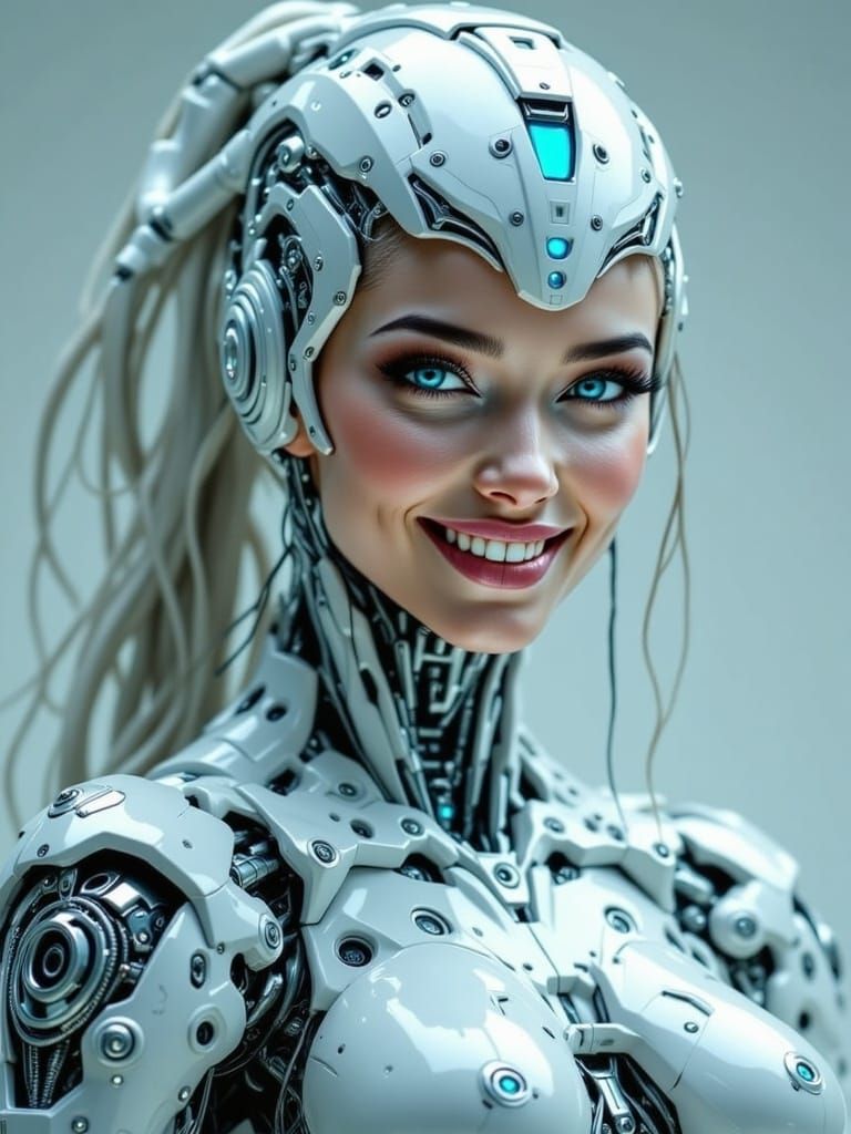 Cyberpunk Cyborg Goddess in Hyper-Realistic Pinup Style