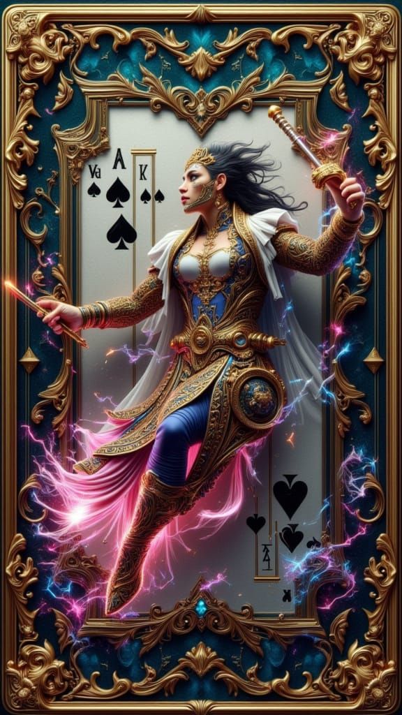 Steampunk King Reaching for Scepter in Holographic Portrait