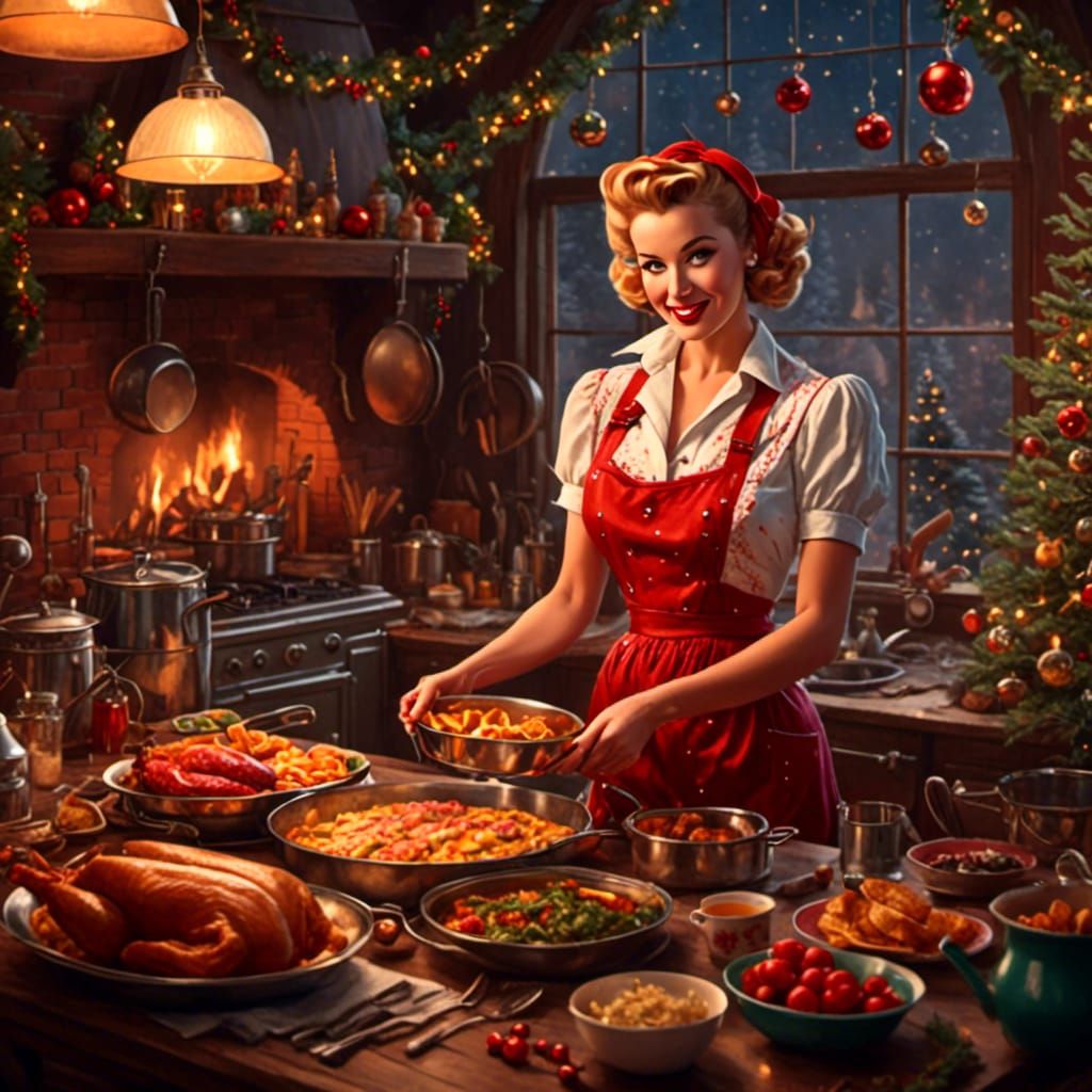 Retro Christmas Dinner in Rockabilly Style