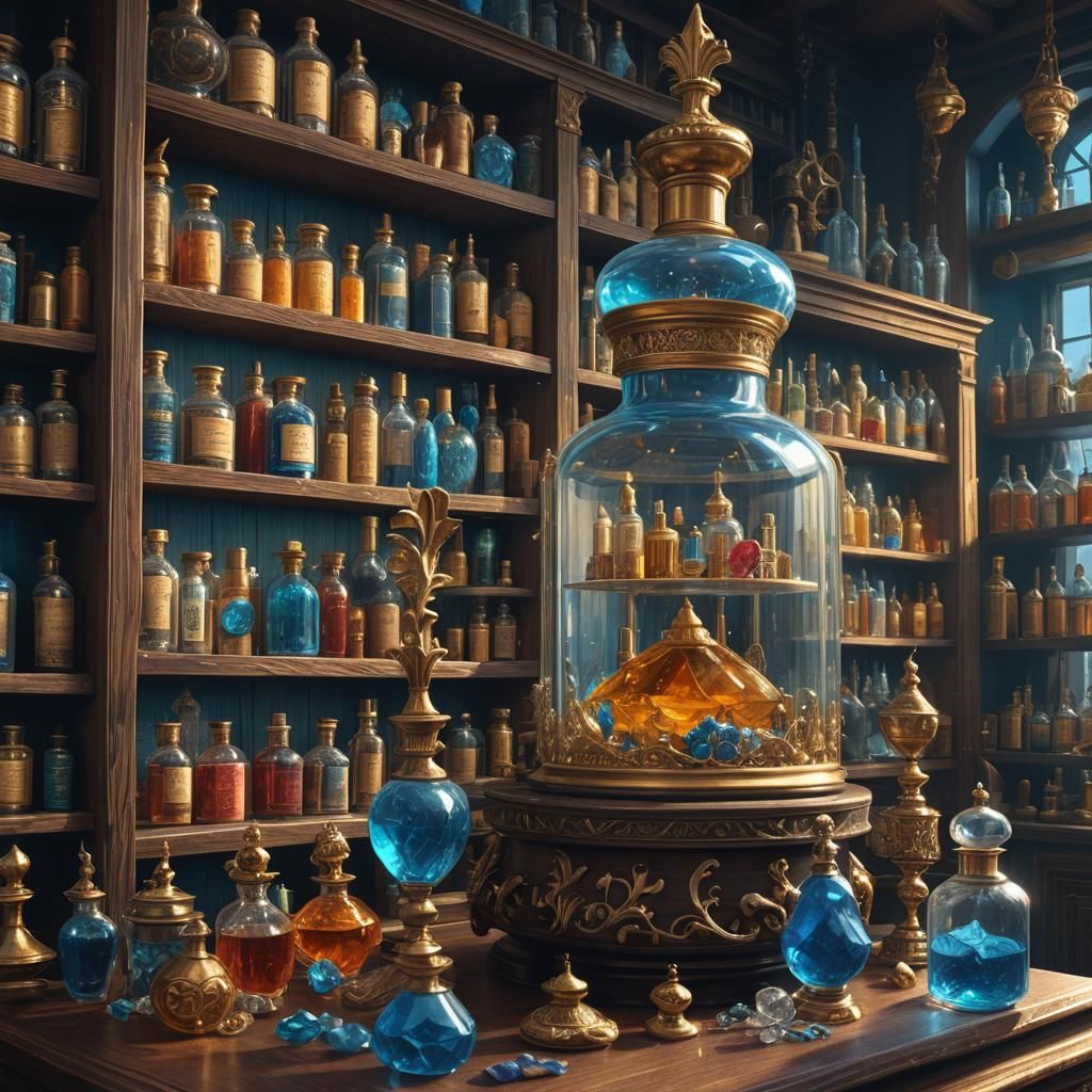 Ornate Apothecary Filled with Vibrant Cosmetics
