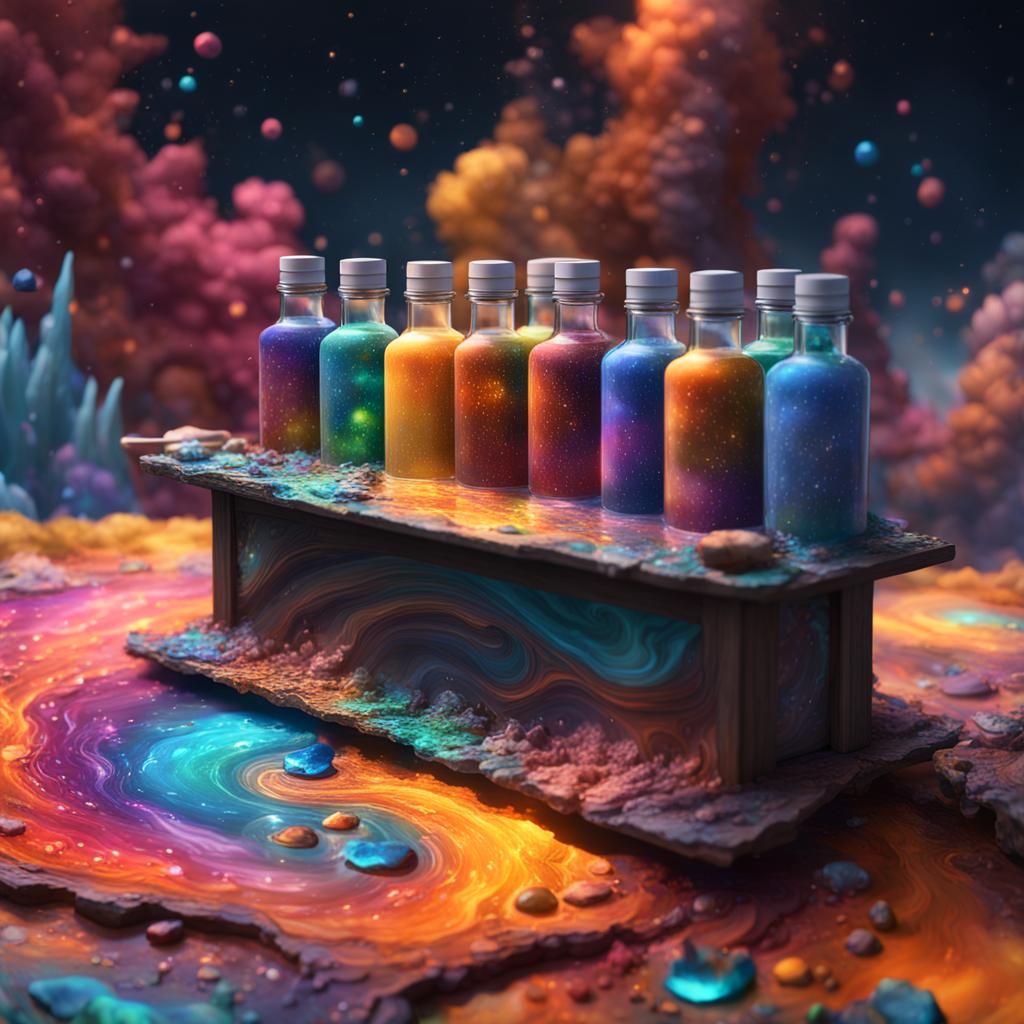 Magical Paint Palette with Fantasy Landscape