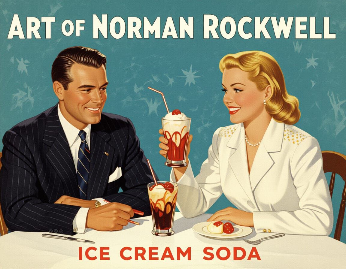 Norman Rockwell Style Ice Cream Soda