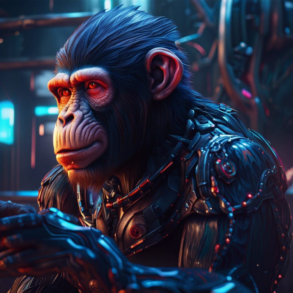 Cyberpunk Chimpanzee Digital Art in 8K Resolution