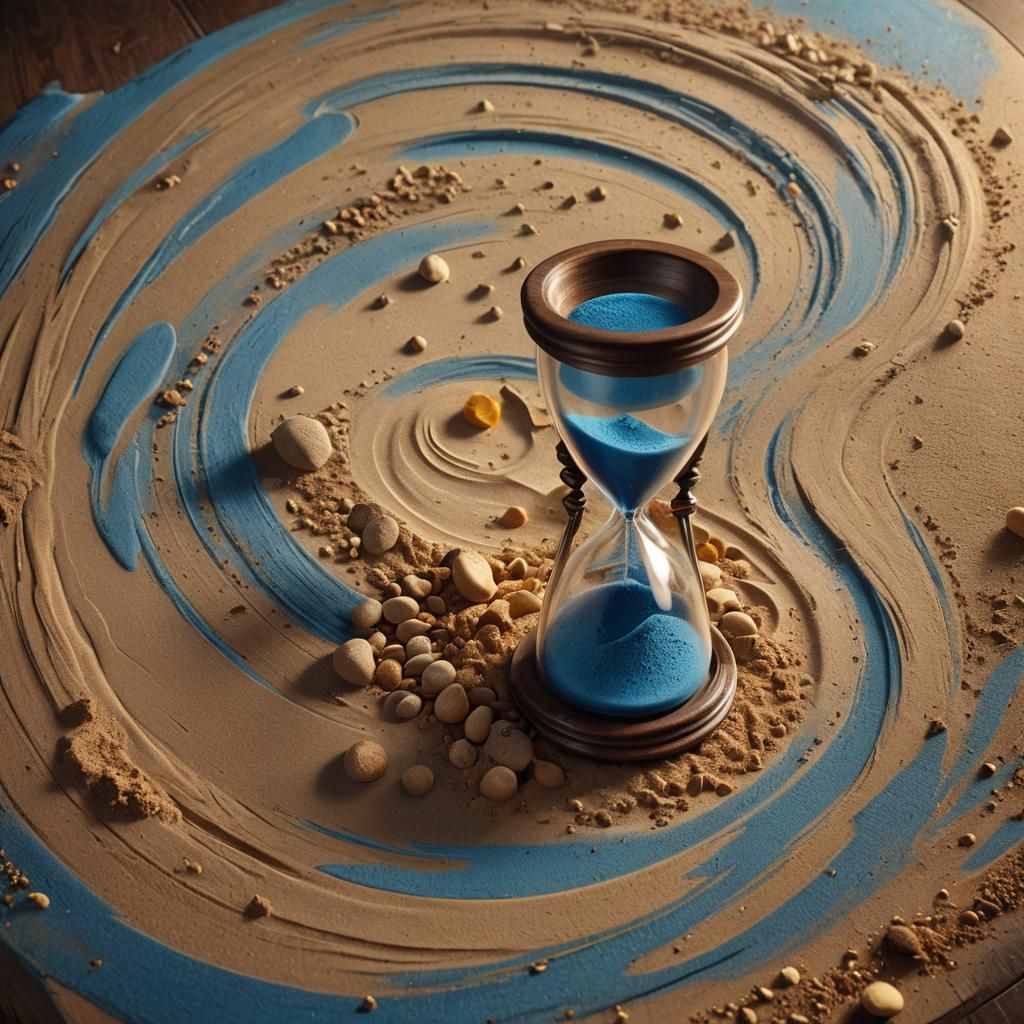Mystical Hourglass Sand Swirls: Digital Art