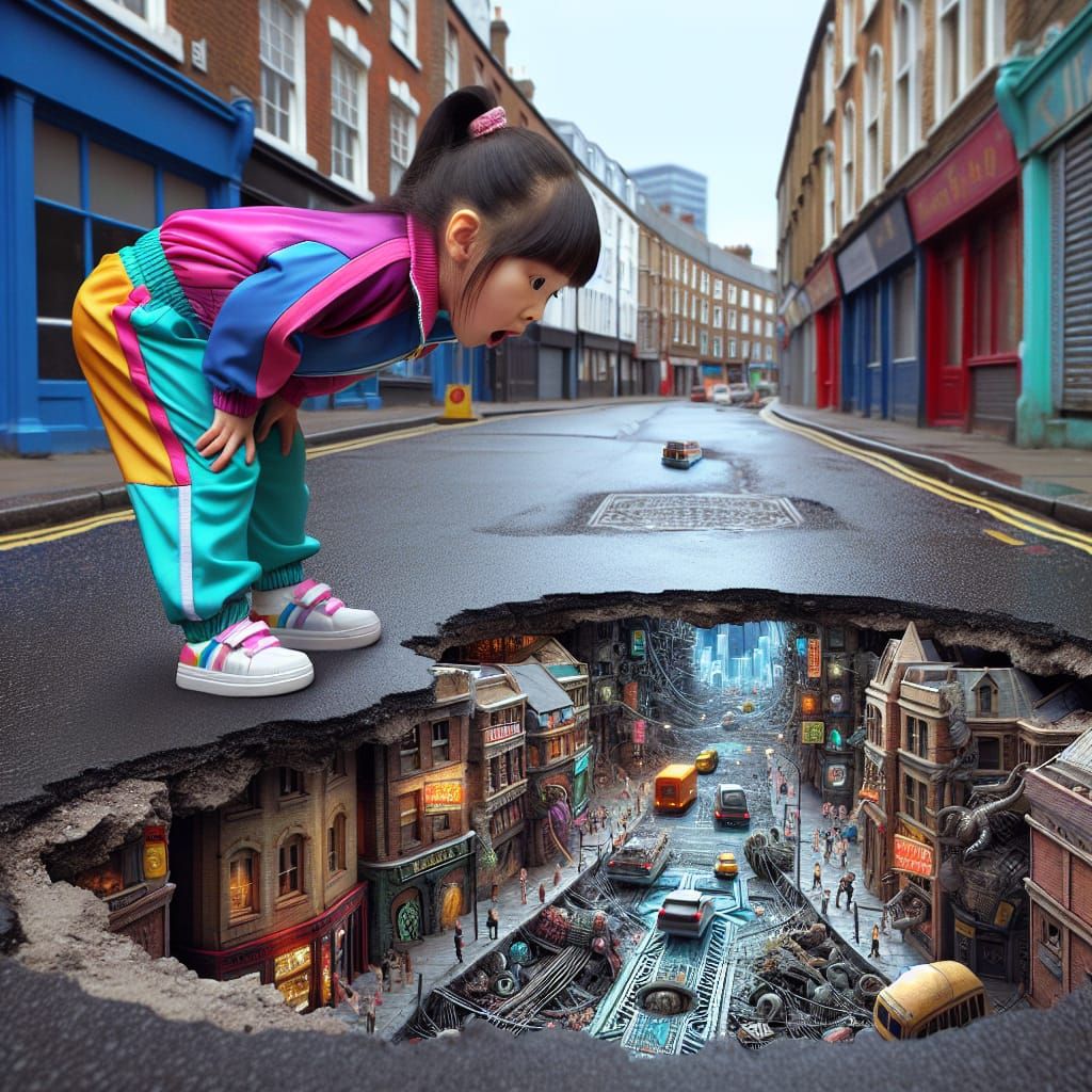 Cyberpunk City Discovered in Pothole by Child