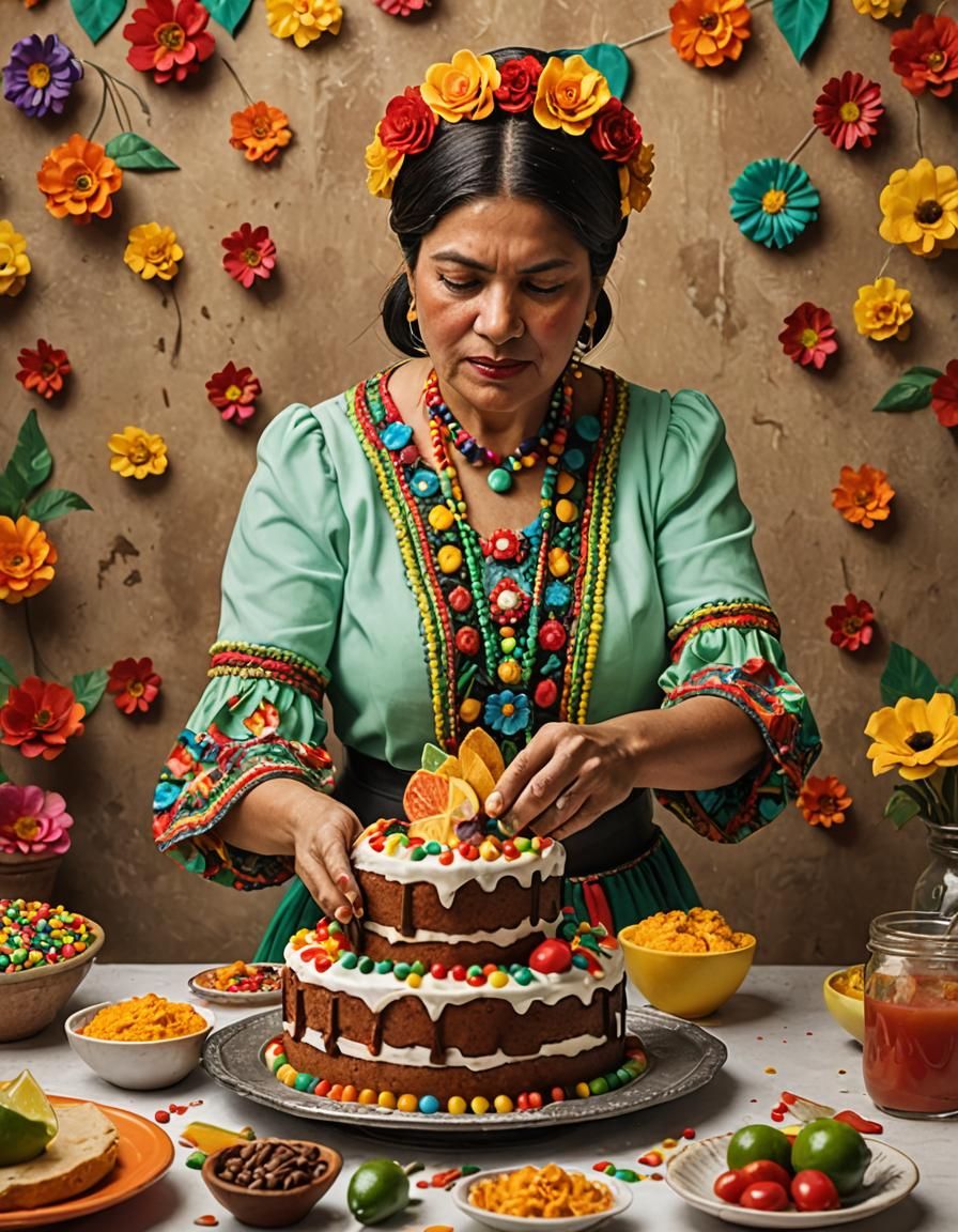 Senorita Sampling Cinco de Mayo Cake: Realistic Photography