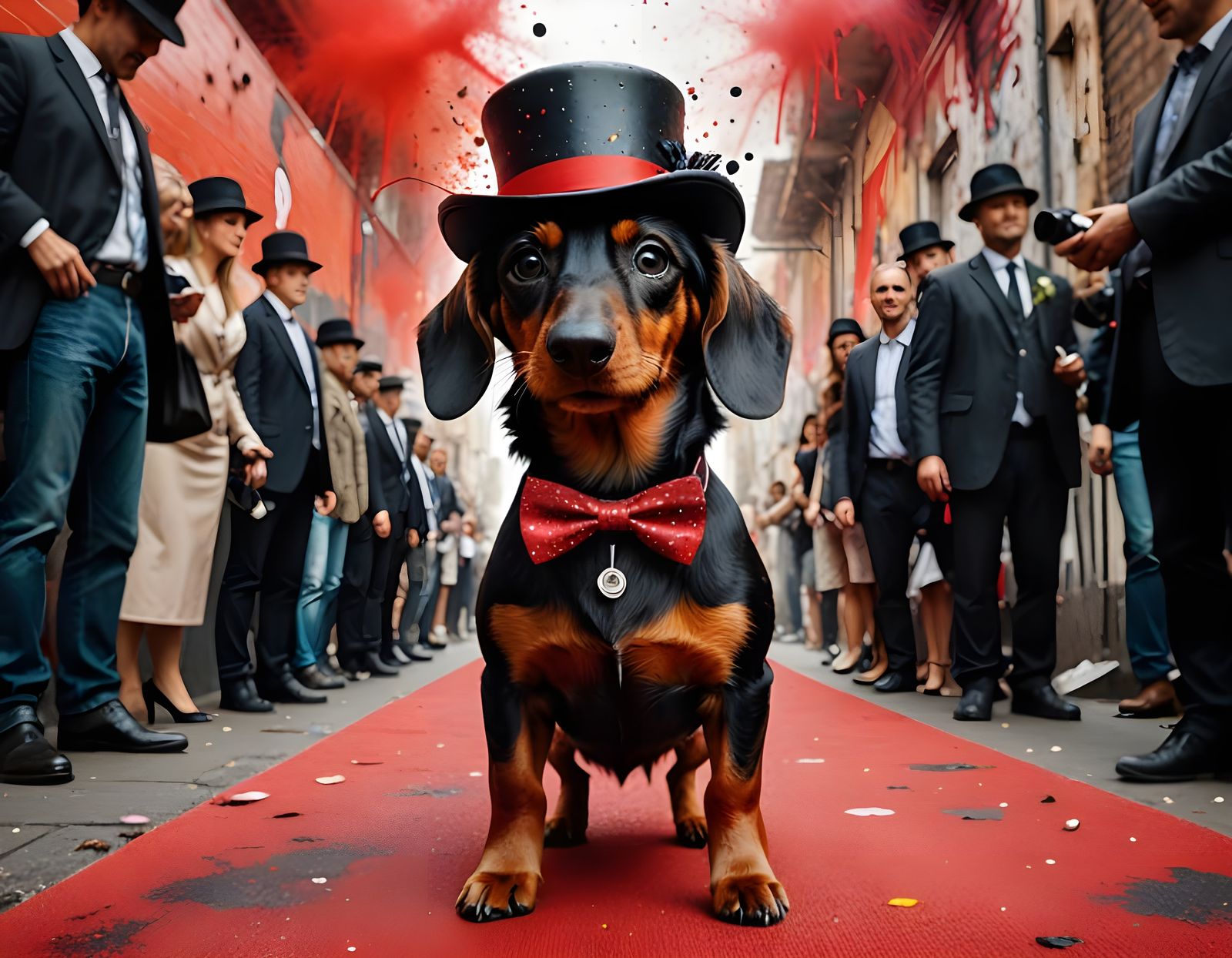 Glamorous Brown Daschund Struts Down Red Carpet