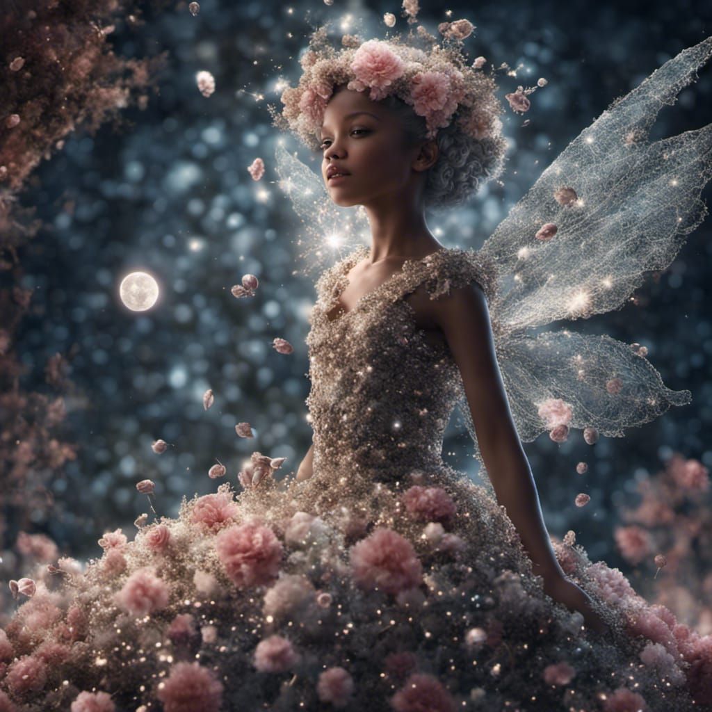 Sparkling Fairy in Moonlight, Detailed CGI Photography