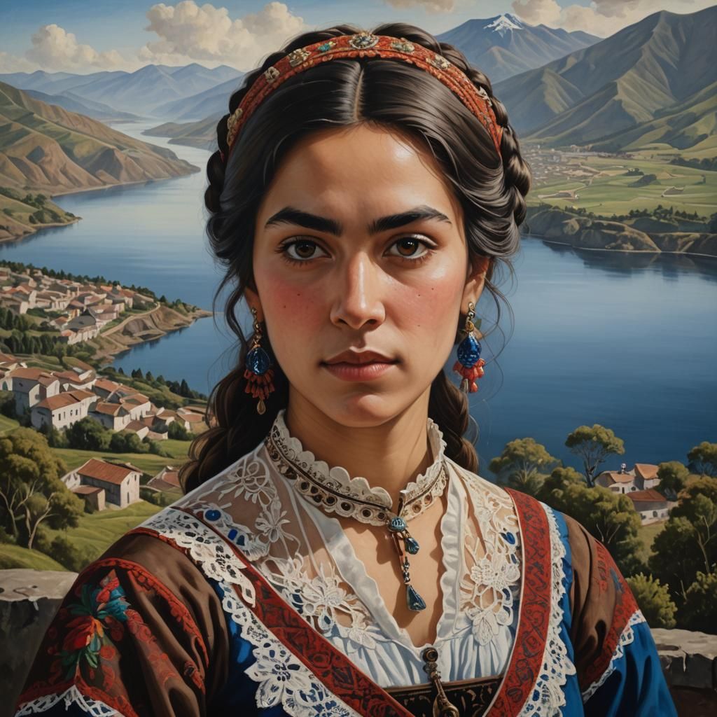 Chilean Woman Portrait in Traditional Dress
