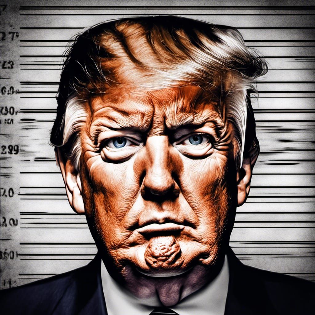 Trump Mugshot as Big Brother Propaganda Poster