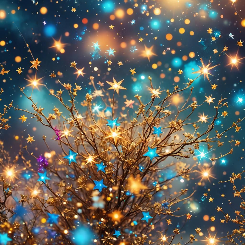 Colorful Galaxy Sparkles in Surreal Digital Art