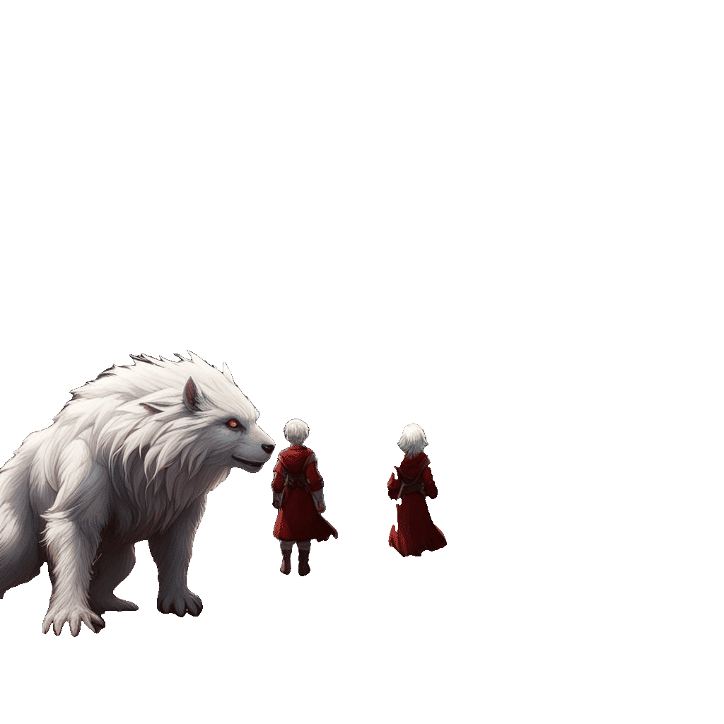 Child and Creature Overlook Cliff: Dark Fantasy Art