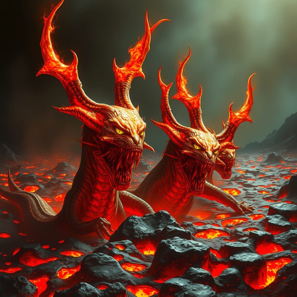 Fiery Lava Beasts Emerge from Burning Abyss