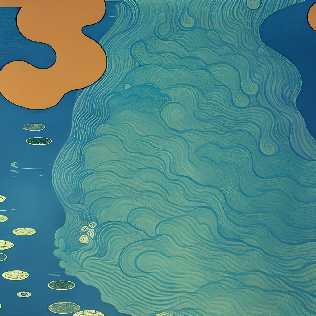 Deep Sea Water Swirls in Ukiyo-e Style
