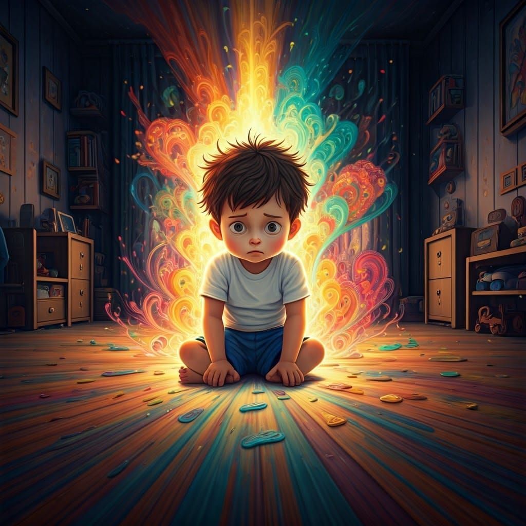 Bewildered Boy's Astral Cosmic Explosion of Thoughts