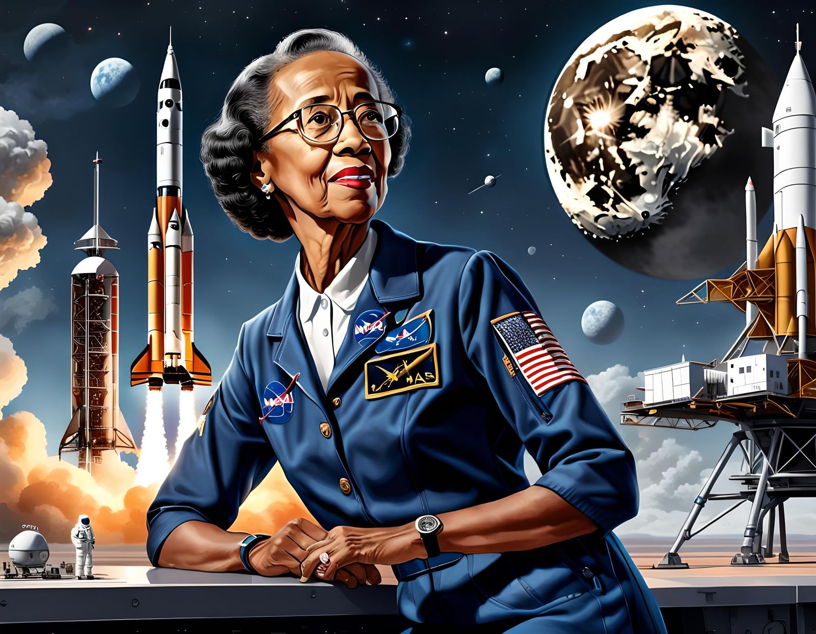 A tribute to Katherine Johnson, a brilliant scientist working at NASA during the segregation in the USA.