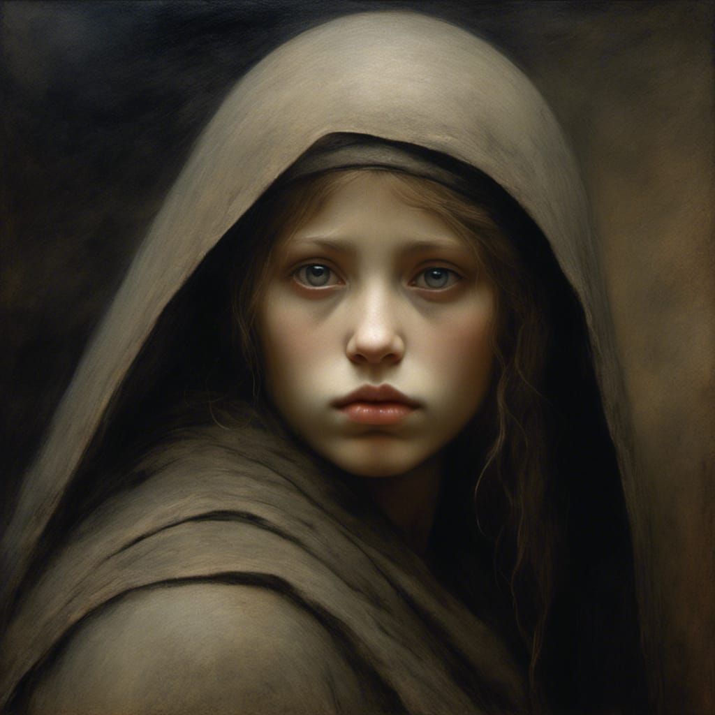 Expressive Girl in Oil Painting, Artstation Trending