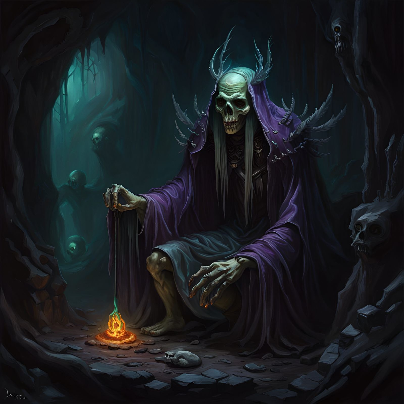 Necrotic Lich Archmage in Oil Painting