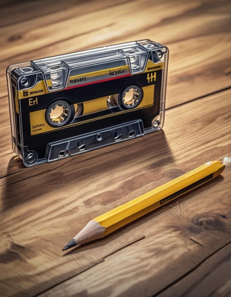 Broken Pencil and Cassette Tape Still Life