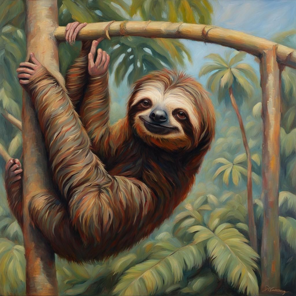 Sloth in Oil Paint: A Classical Realism Painting