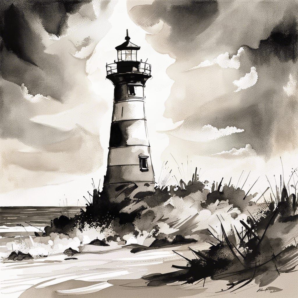 Lighthouse Ink Drawing