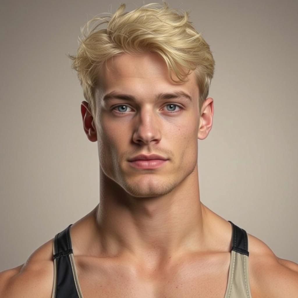 Handsome Blond Man in Wrestling Singlet