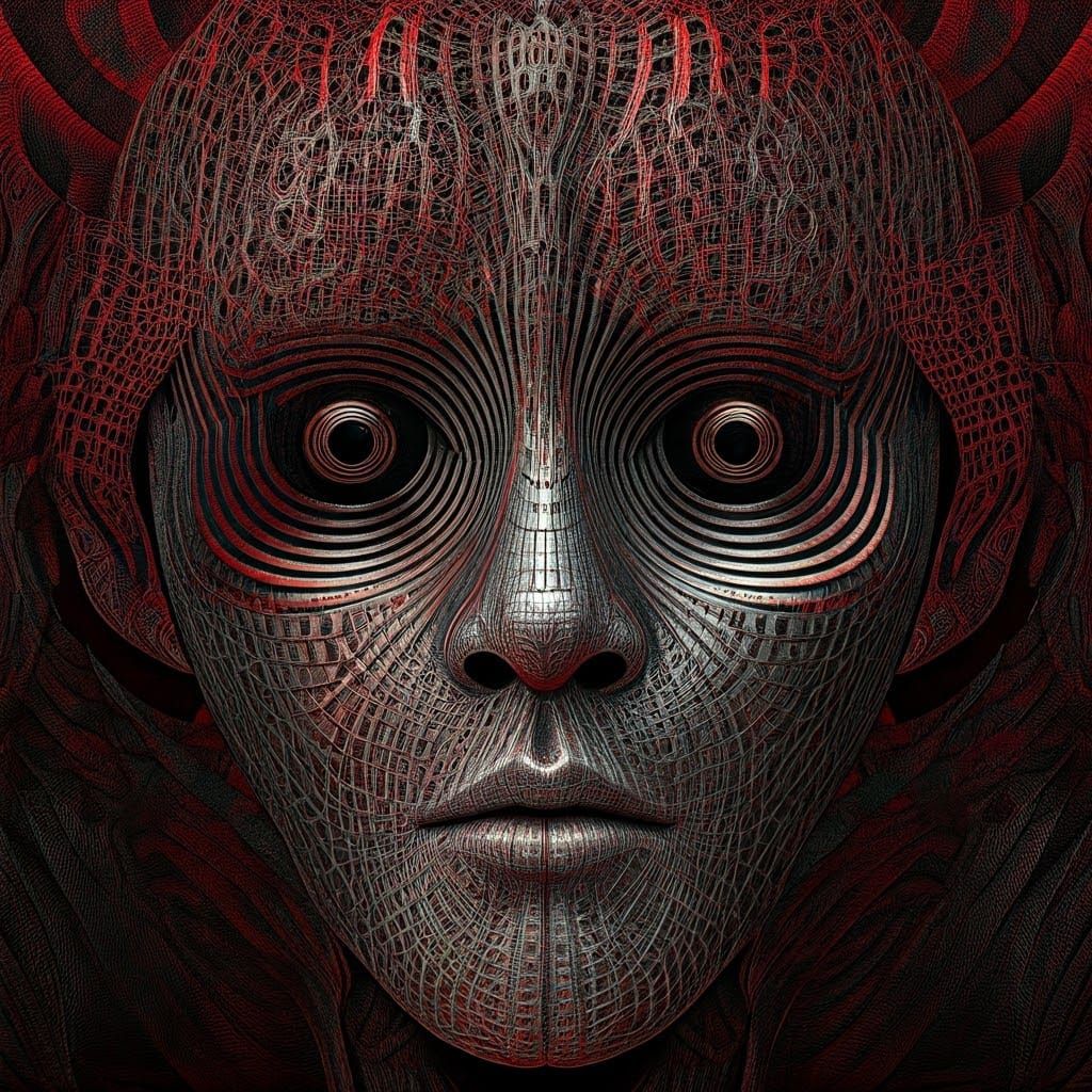 Fractal Glitch Monster in Cyberpunk Style