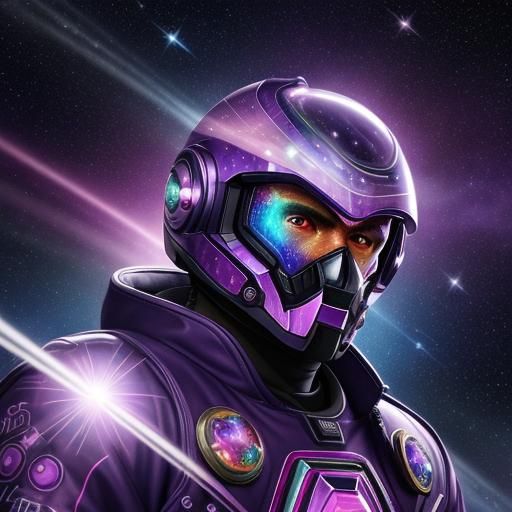 Purple Owl Rides Spaceship Motorcycle in Candy Art Style