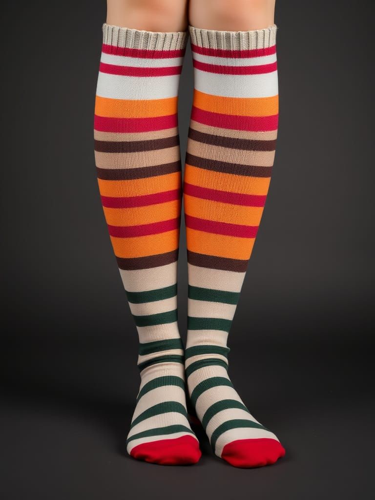 Striped Knee-High Socks on Display