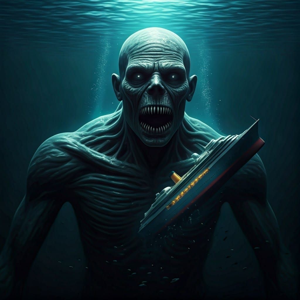 Gargantuan Cryptid Dominates Sunken Cruise Ship in Deep Sea