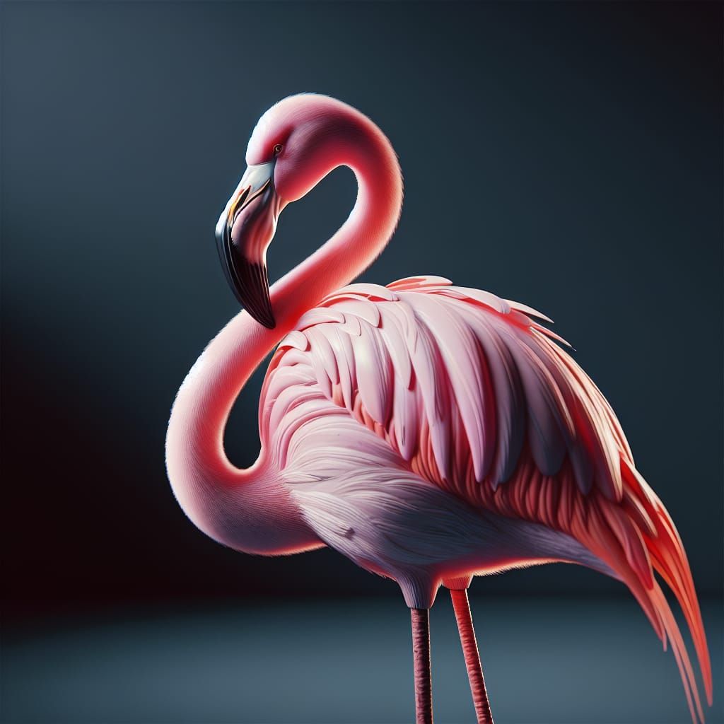 Hyperrealistic Pink Flamingo in Natural Habitat