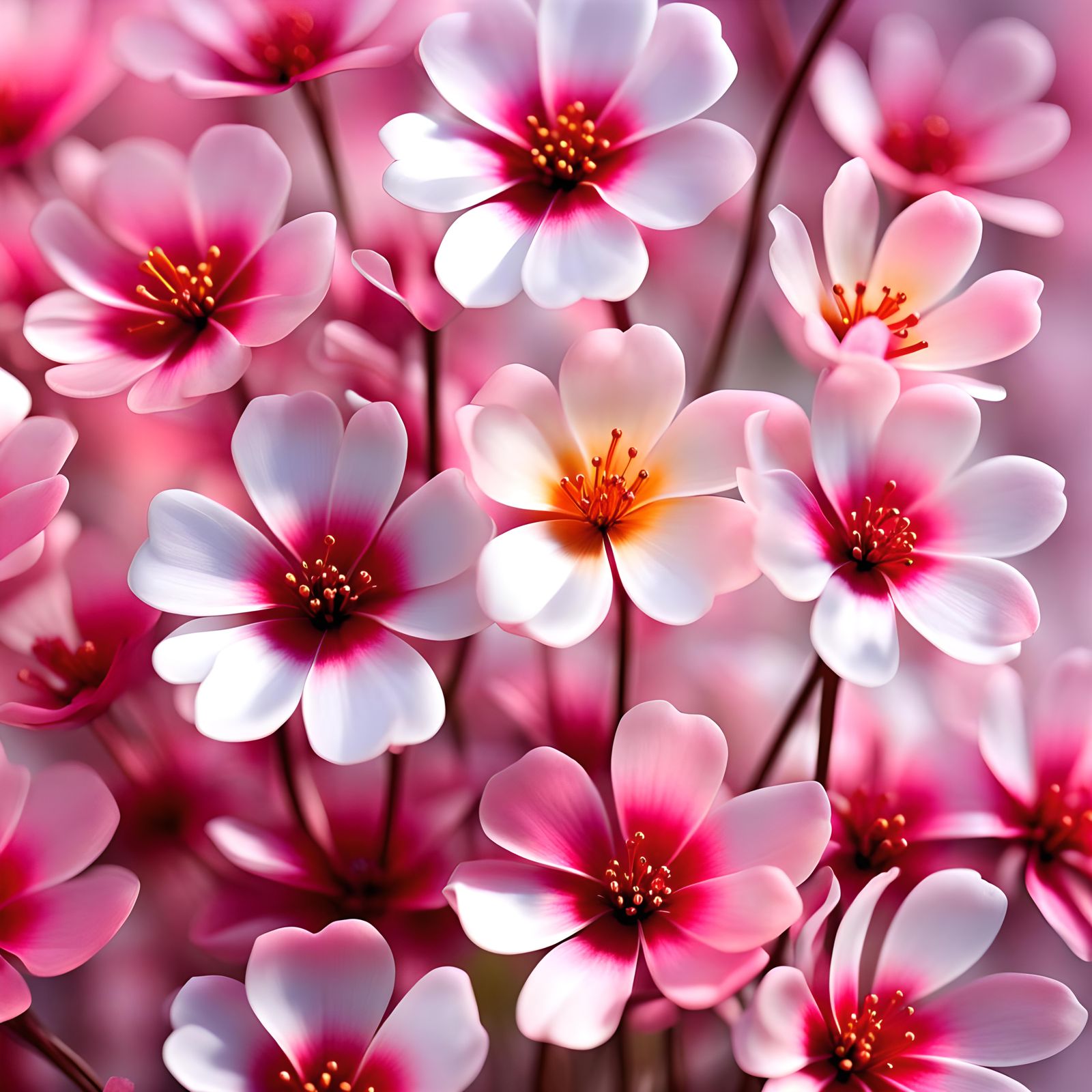 Translucent jelly flowers, fat petals, fantasy world