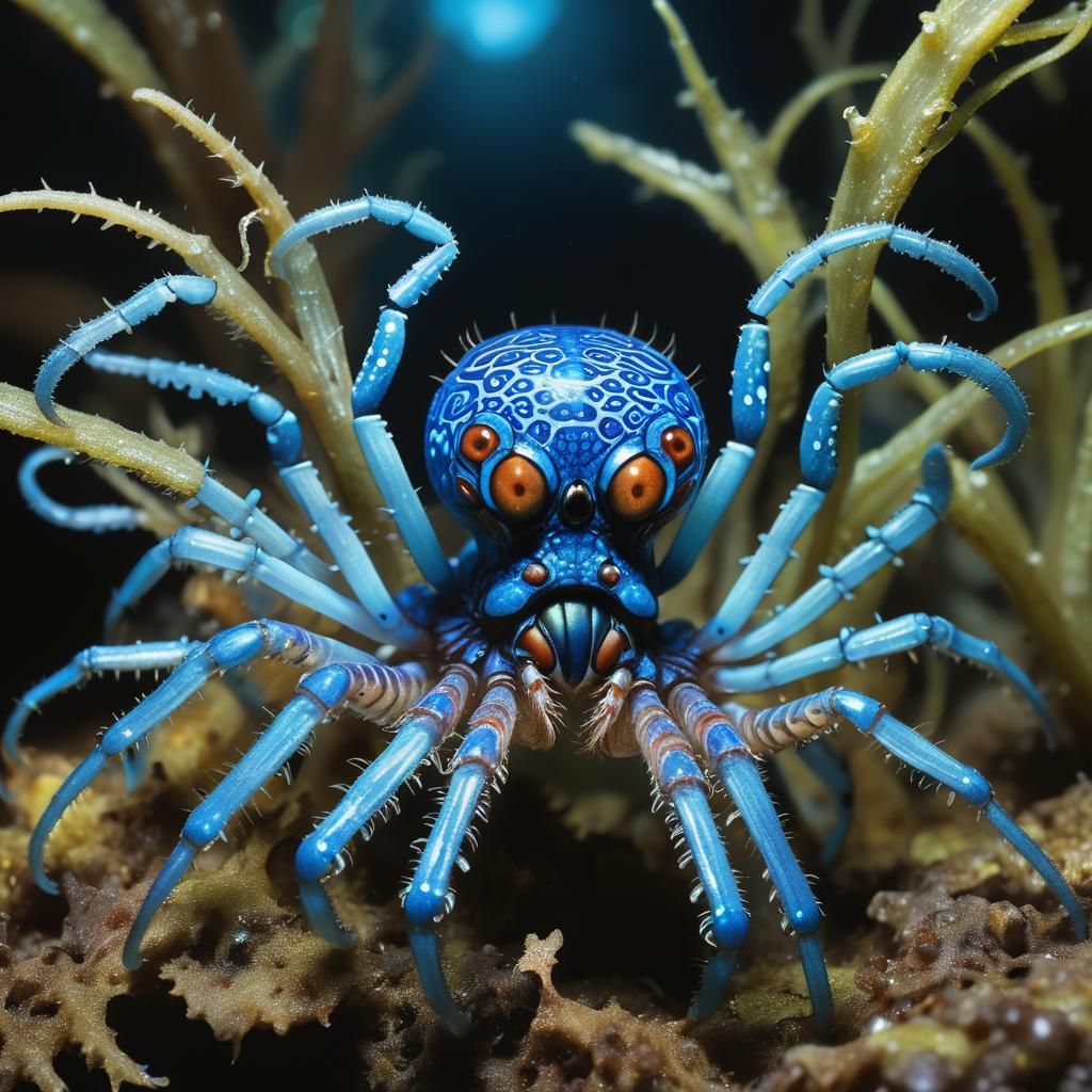 Surreal Alien Specimens in Bioluminescent Landscape