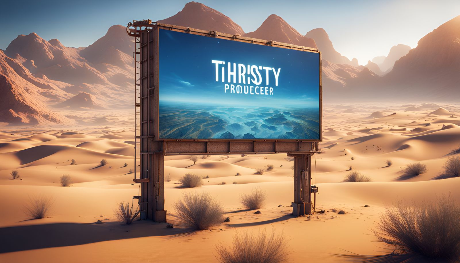 Desert Billboard Ad for Water Producer