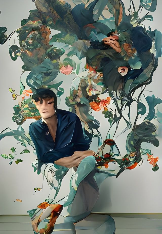 Alain Delon in Smoky Floral Poster Art