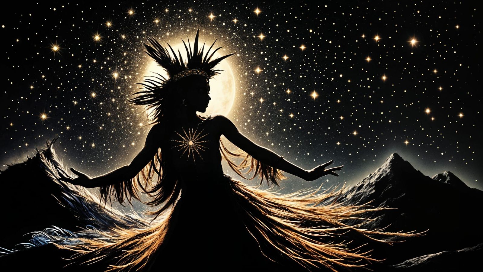 Beautiful Witch Jazz Dancing Under Starlight