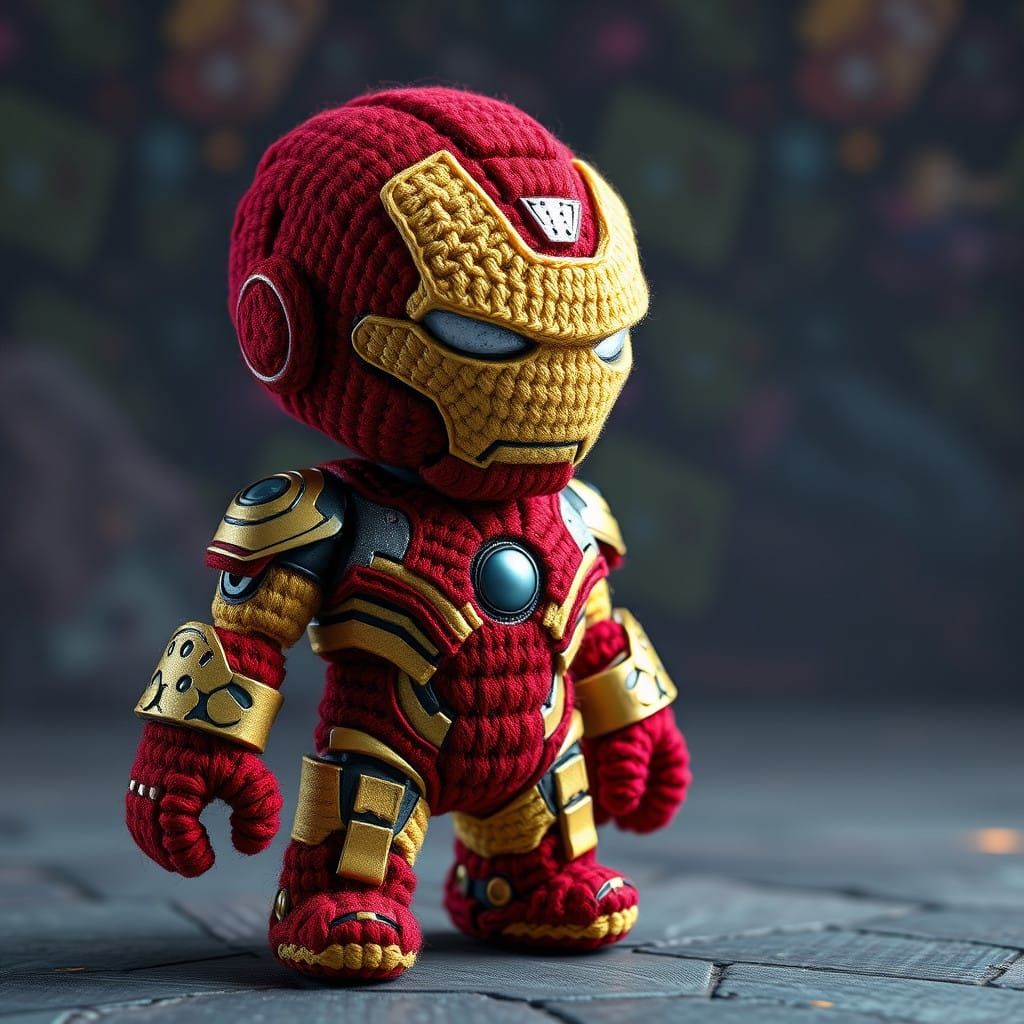 Adorable Ironman Figurine in Vibrant Fantasy Art Style