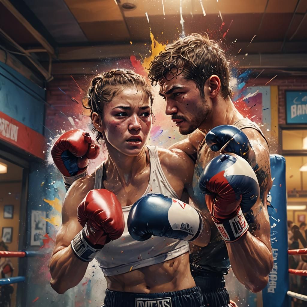 Intricate Home Boxing in Hyperrealistic Splash Art Style