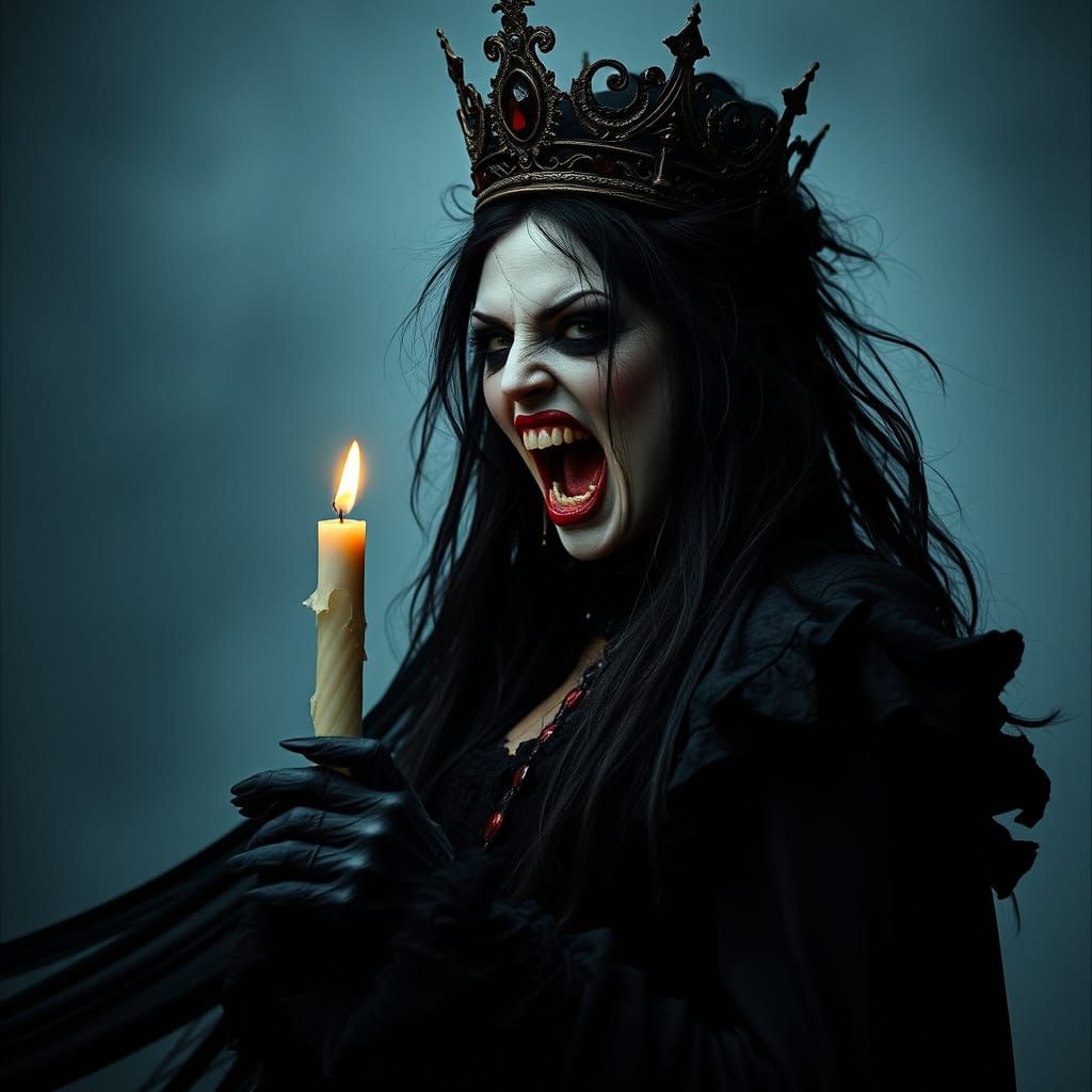Gothic Vampire Queen Reigns in Dark, Twisted Majesty