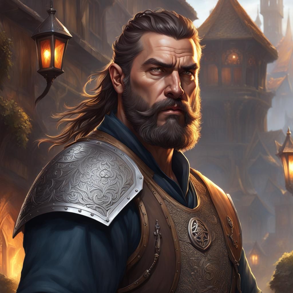 Dwarf Warrior with Battleaxe in Medieval City